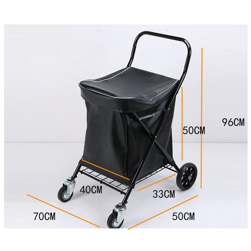 Supermarkets Small Lightweight Folding Shopping Carts For Sale 4 Wheels