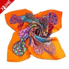 Silk Designer Satin Scarf OEM Wholesale High Quality 100% Natural Silk Screen Printed Scarves Graceful Ladies Party Custom Screen Printed Satin Silk Scarf
