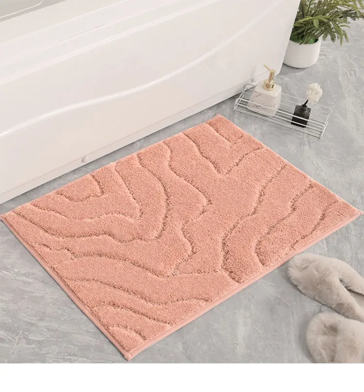 Bathroom Carpets Shaggy Soft Nonslip Floor Carpets Non-Slip Bath Floor Mat Microfiber Flocked Bath Mat supplier