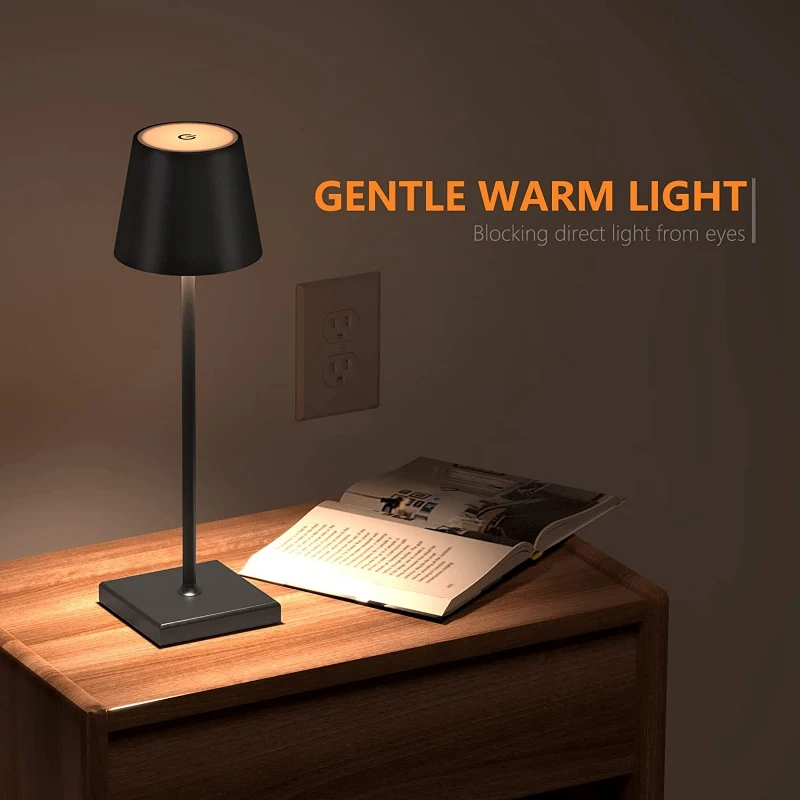 Cordless Luxury Restaurant Battery Operated Touch Rechargeable Table Lamp Light LED