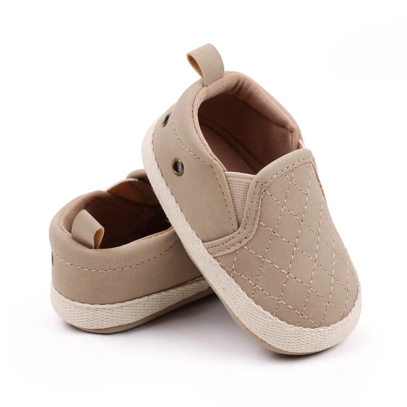 Rhomboid Pattern Design Soft Bottom Baby Boys Casual Shoes with Solid Color for Walking supplier