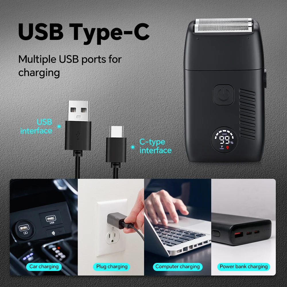 Portable Reciprocating Electric Shaver for Men USB Charging Blade Shaving for Home RV or Hotel Use Face Application supplier