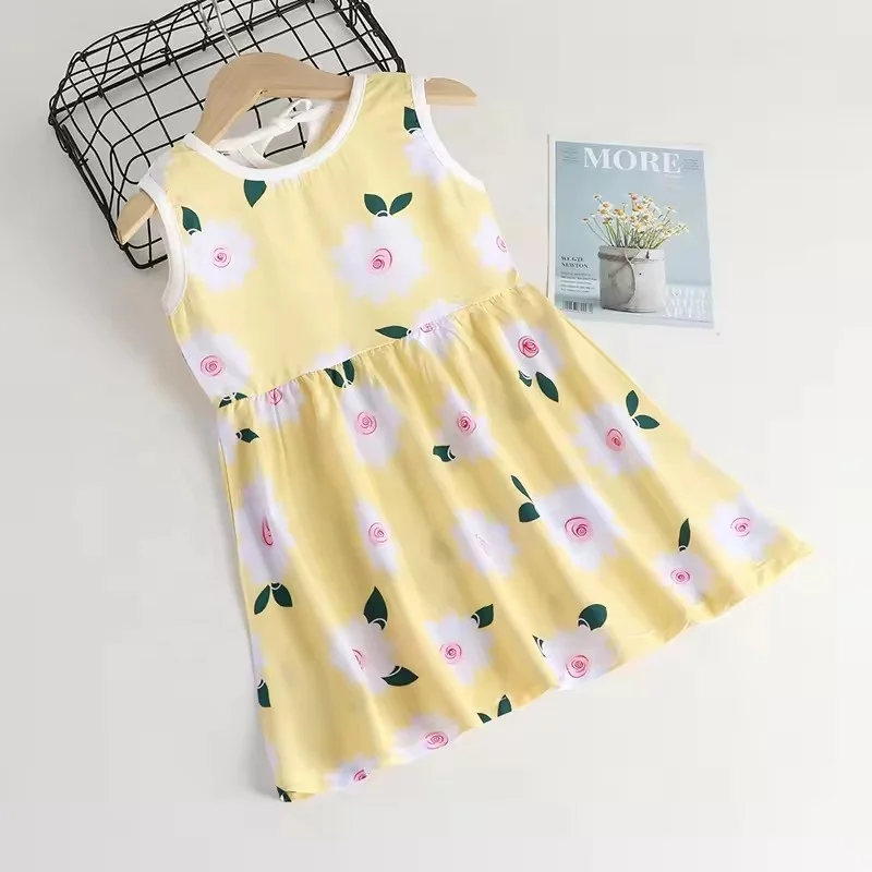 2024 Summer Girls Pajamas Cotton Silk Princess Girl Casual Vest Dress with high quality