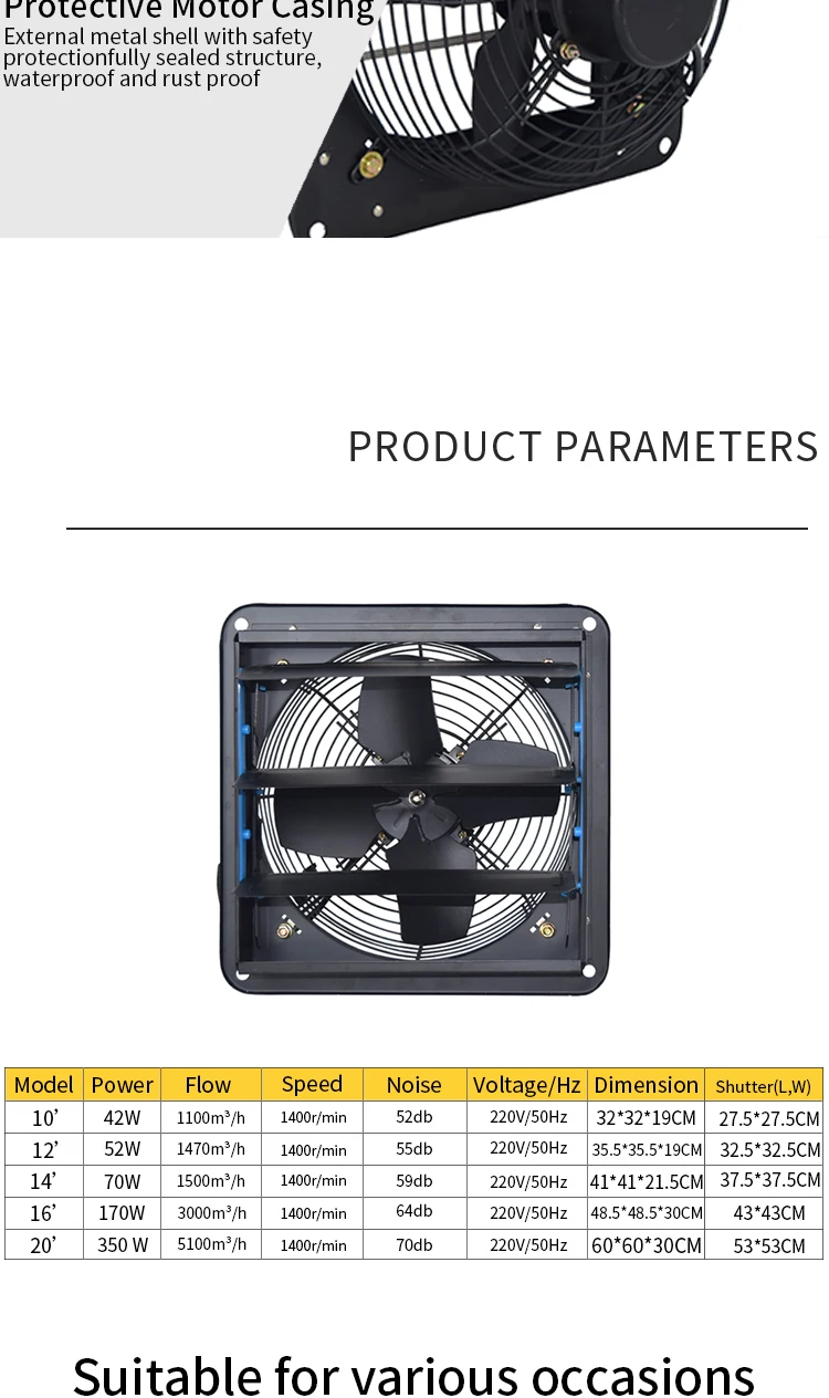 Wall Mounted Exhaust Fan, 220 V, Electric - detail 8