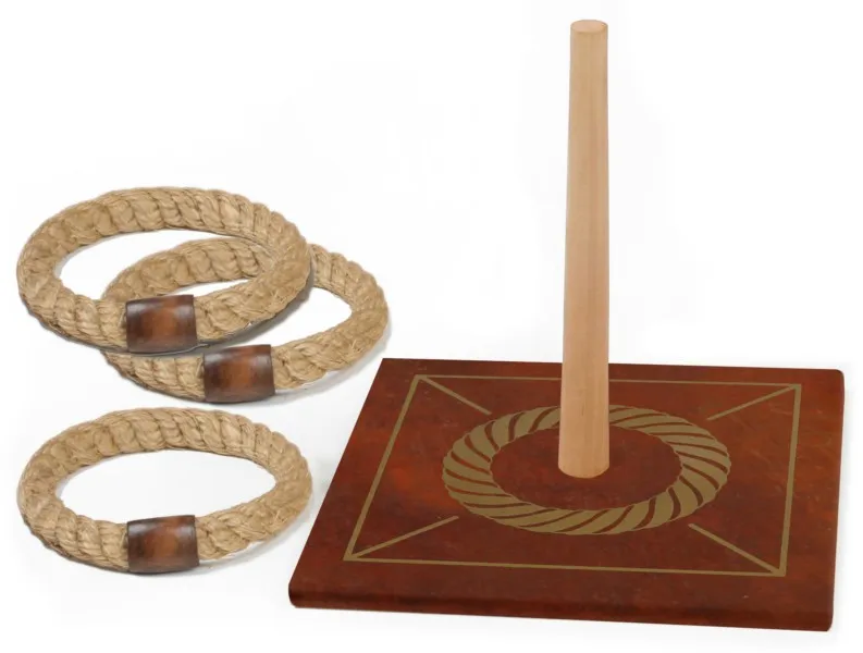 Hot Selling 2017 New 5 Rope Quoits Set Wooden Bean Outdoor Ring Toss Game