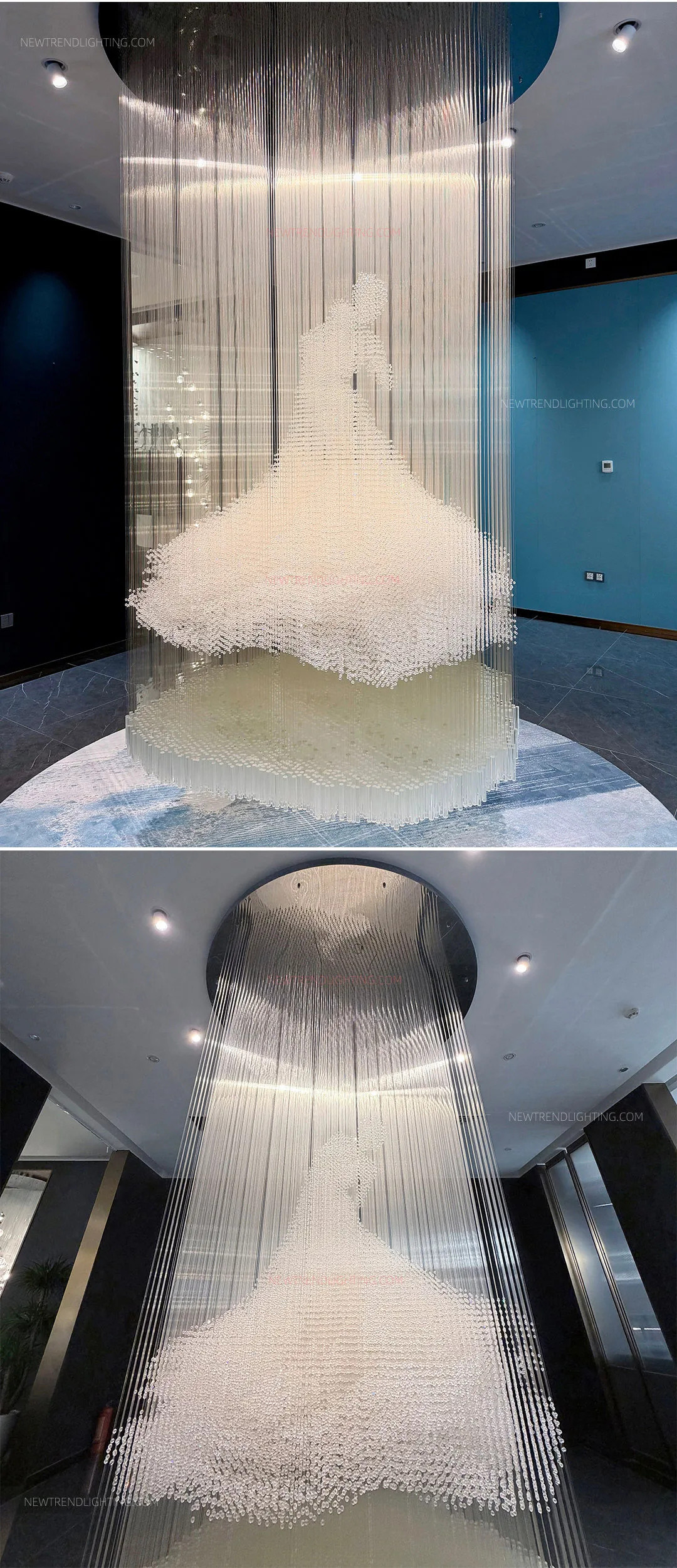 cpl 517 custom sculptural crystal chandelier bespoke led art installation manufacturer for luxury showrooms lobbies-3