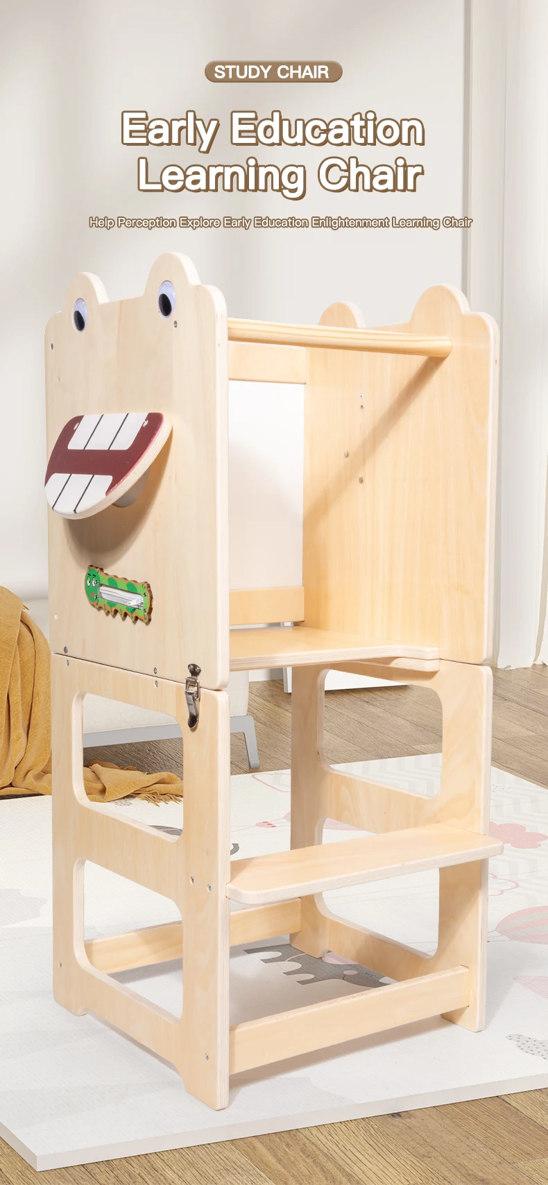 Montessori Kleinkind Klapp Küche Hocker Helfer Baby Lernen Stuhl Multifunktions Holz Kinder Lernen Turm herstellung