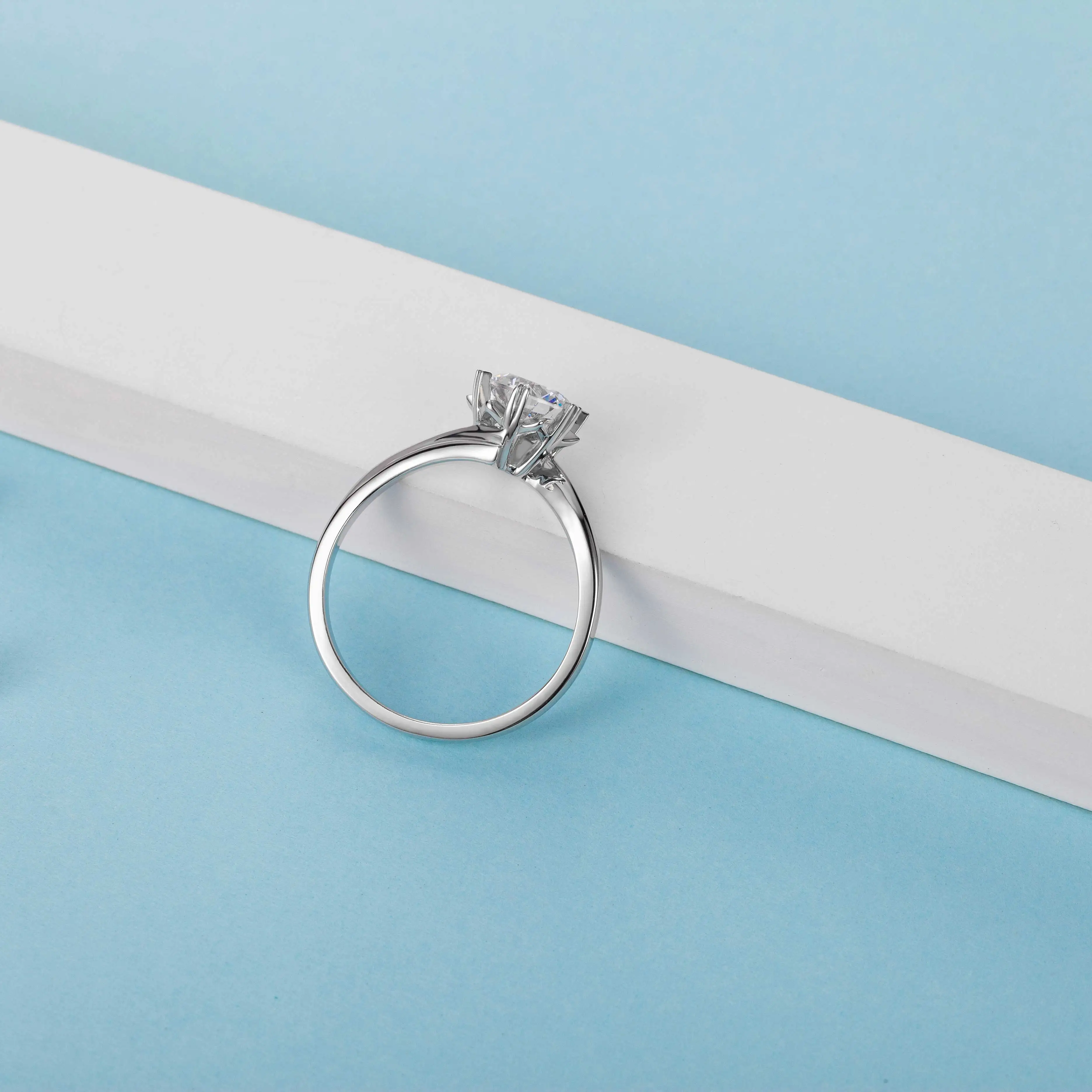 925 Sterling Silver 1.0ct VVS Moissanite Ring Wedding Band Engagement Gift Diamond Ring