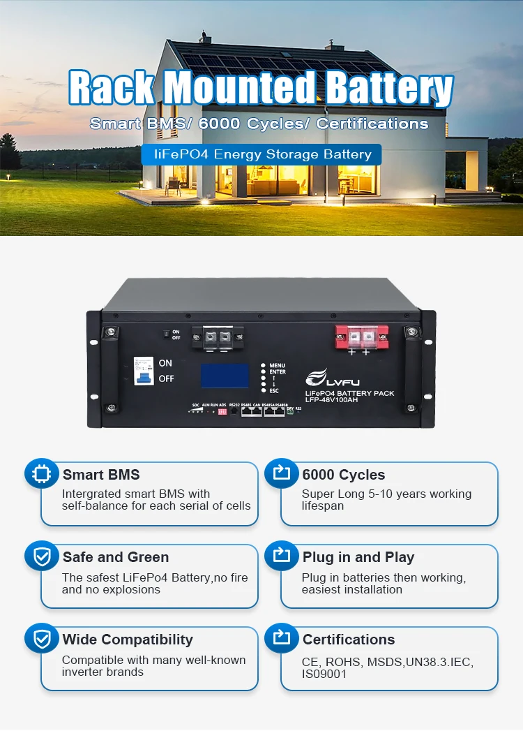 Lvfu 6000 Times Deep Cycles 5kw 10kw Lithium Ion Phosphate Battery 48v