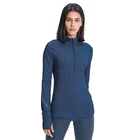 Blue Hoody Jacket Wholesale Melange Blue Hoody Jacket Workout Sports Jacket Women Zip Up Jacket