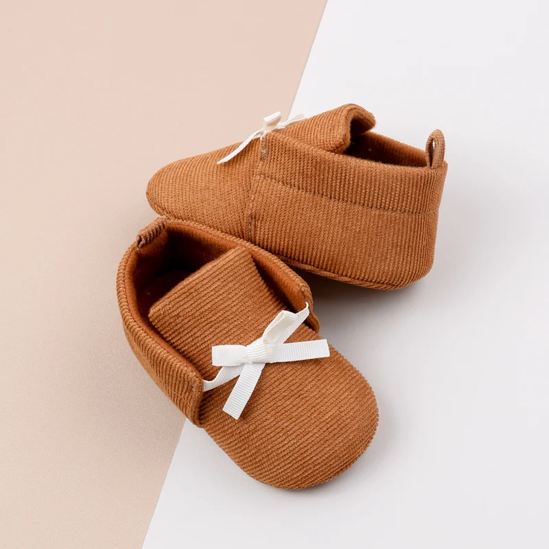 New Arrival Lace-Up Corduroy Material Soft Sole Baby Newborn Boy Shoes Spring Autumn factory