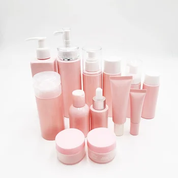 Hot Sale 100ml 200ml Luxury Cosmetic Packaging Pink Plastic Lotion Bottle with Body Mist Spray Pump for Skin Care Packaging
