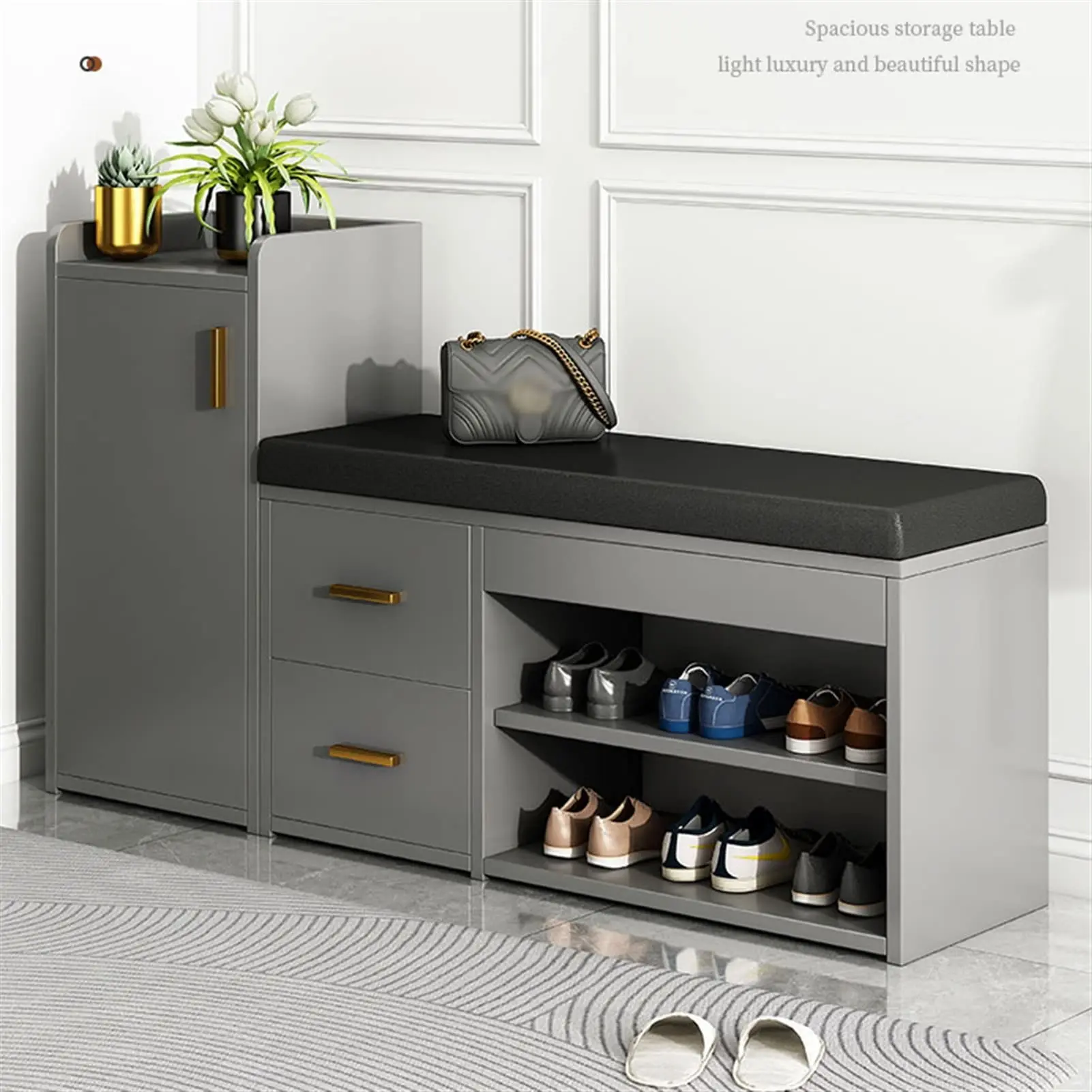 Wholesale Multipurpose Gray modern Cupboards Organizer shoe Rack Storage bench combination Set for Entryway Hallway Bedroom