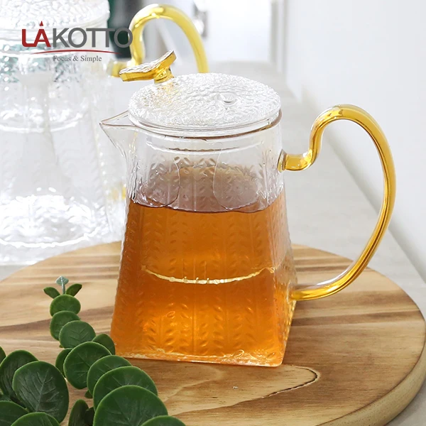 Wholesale Glassware Glass Water Set Food Grade Nordic Drinkware Pitcher Set With Lid Tea Pot