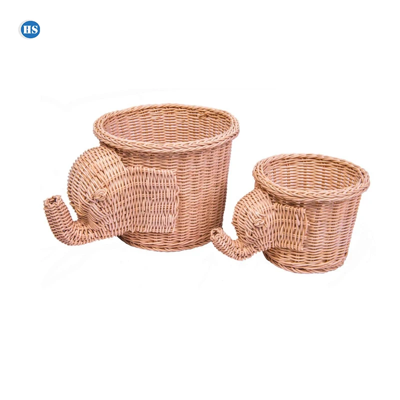 for home decor elephant shaped rattan storage baskets