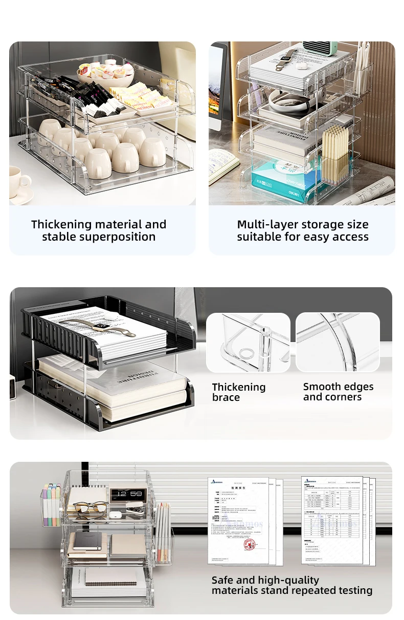 Wannuo Transparent Plastic Desktop Organizer Entryway Multi-layer Desktop Organizer Customizable Logo Plastic Desktop Organizer details
