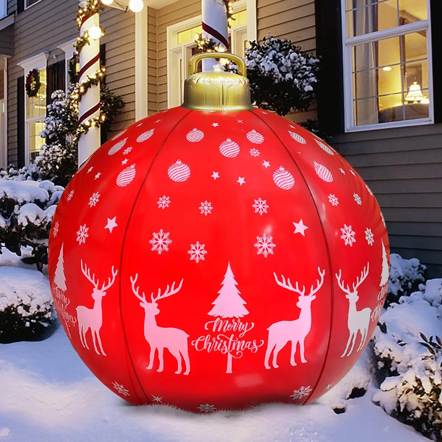 Light Up Pvc Inflatable Christmas Ball 24 Inch Large Outdoor Inflatable