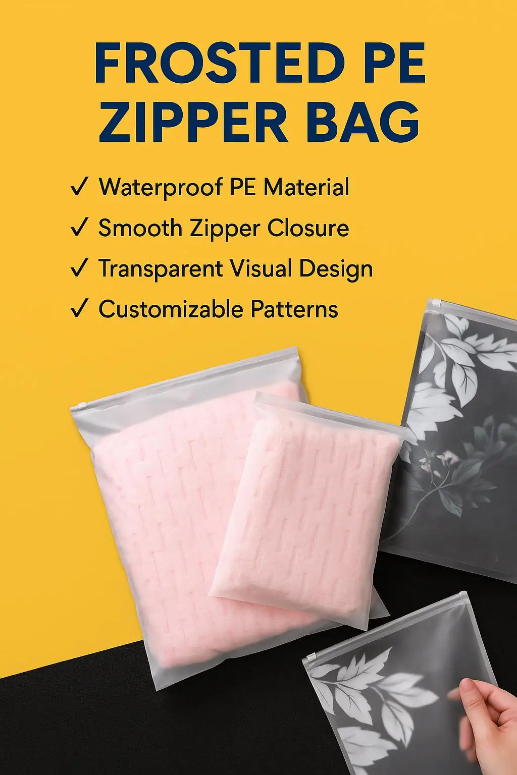 Custom Logo Zipper Bags Eco-Friendly Reusable Pouch Storage for Clothing/Apparel & Shoes/Socks Made From PE EVA Material