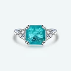Zirconia Woman 925 Silver Wedding Engagement Paraiba Stone Rings Cubic Zirconia Tourmaline Paraiba Ring