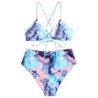 Swimsuit Bikini European And American Cross-border Trade High-waist Tie-dye Split Swimsuit Printed Bikini Bikini
