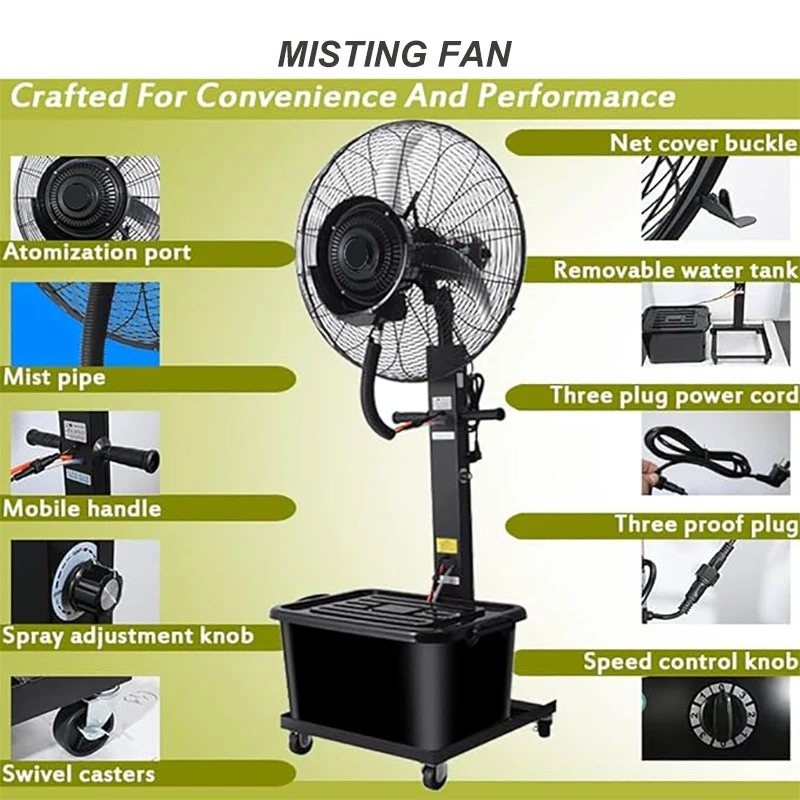 Fog Spray Fan, 24", 26", 30", Wall - detail 14