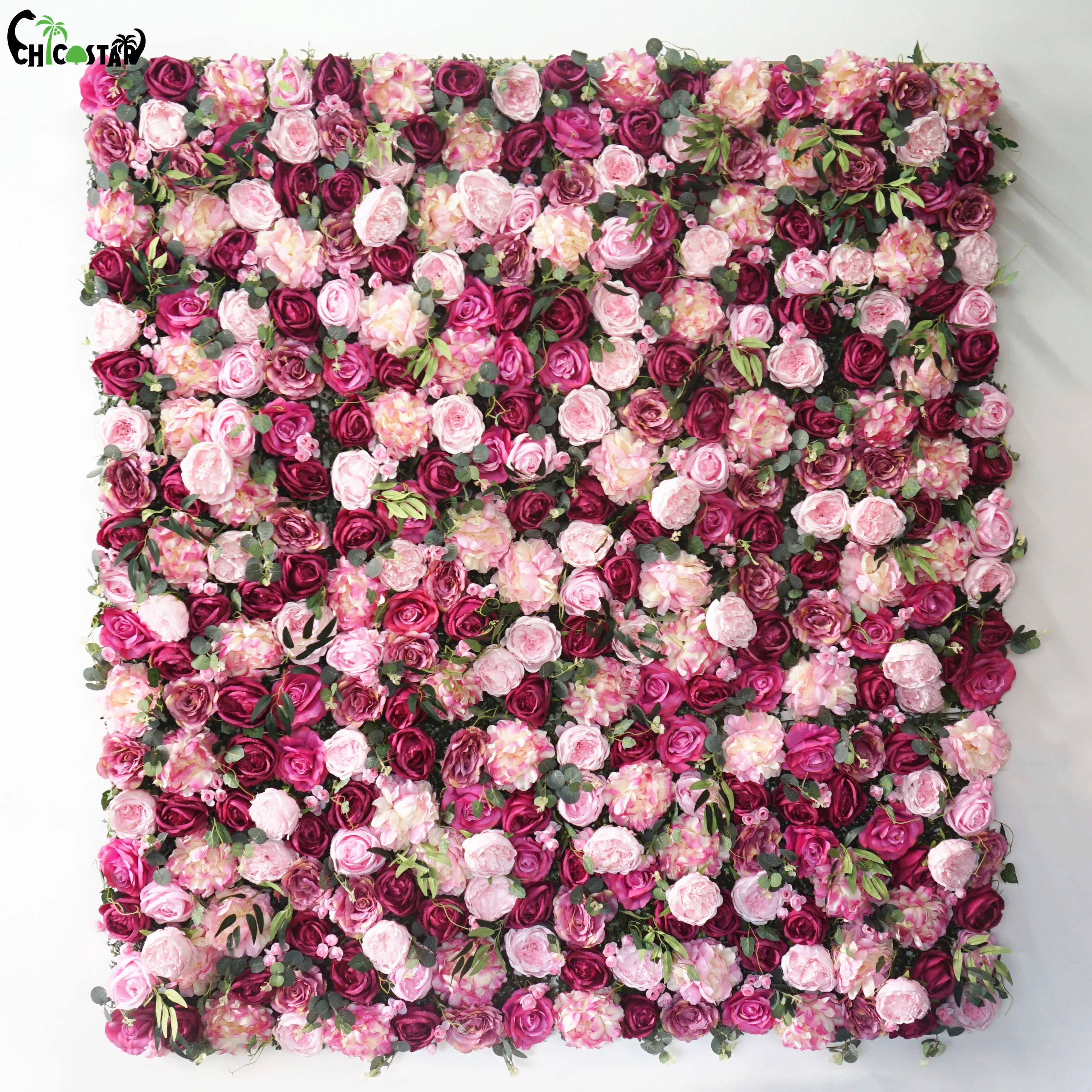 16pcs Artificial Floral Flower Wall Panel Wedding Venue Backdrop Pink White 