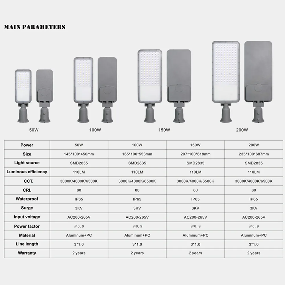 New die-cast street light 50W100W150W200W outdoor waterproof street light Municipal engineering street light adjustable Angle