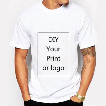 Customized Print T Shirt for Men DIY Your like Photo or Logo White Top Tees T-shirt Men's Size S-3XL Modal Heat Transfer Process