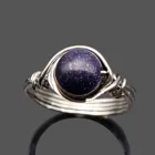 Stone Women Natural Stone Pure Hand-Woven DIY Ring Winding Crystal Beads Exquisite Creative Personality Ring