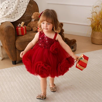 Catpapa European Style Tulle Applique Sequin Princess Dress for Girls Birthday Party | Wholesale Bulk Toddler Formal Gown