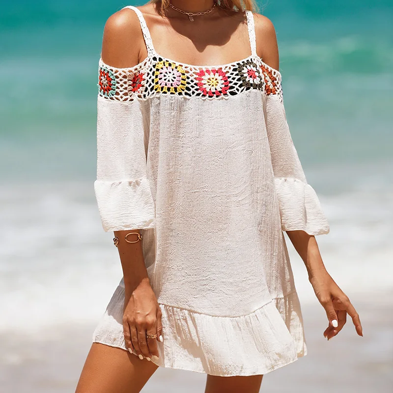 Vestido Playero De Crochet Para Mujer,Vestido Irregular Con Recortes Para  Playa Y Piscina - Buy De Punto Cubierta,Vestido De Playa Product on  