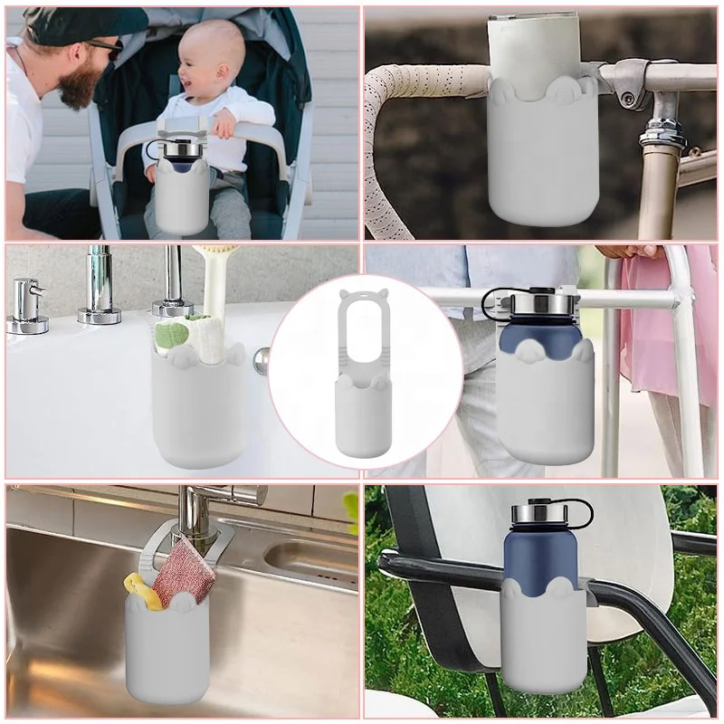 Kitchen Sink Caddy Sponge Holder Silicone Soap Holder Hanging Ajustable Strap Faucet Caddy with Drain Holes for Drying