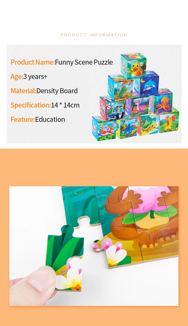 24 Buah Puzzle Jigsaw Kayu Kartun Inisiasi Pendidikan Dini Mainan Puzzle Jigsaw Anak Bayi untuk Pembuatan Hadiah Anak Laki-laki & Perempuan