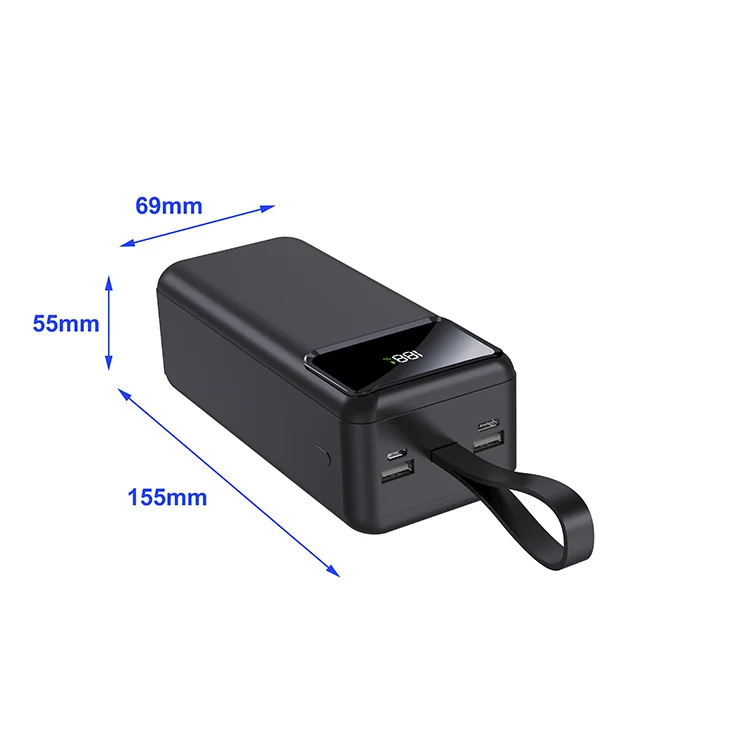 2023 Neu Lancierte 40000mAh Power Bank Spiegel Display LED Licht Tragbare Ladegerat Backup Batterie