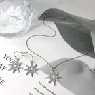 Silver Earring Wedding Bridal S925 Silver Diamond Star Pendant Necklace And Earring Jewelry Set For Ladies
