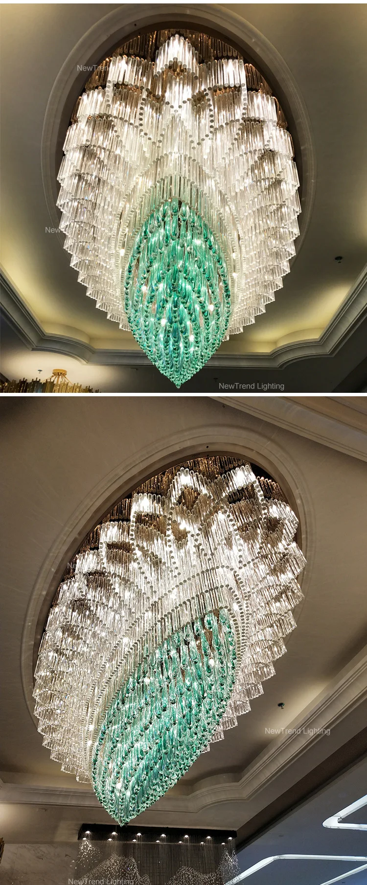 CPL-217 Custom Indoor Decorative Lamp Hotel Restaurant Banquet Hall Modern Luxury Glass LED Ceiling Light supplier