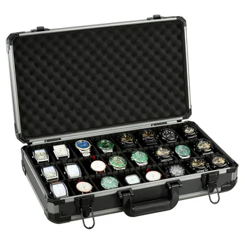 Wholesale 10 Slots 18 Slots 24 Slots With Handle Watch Collectors Display Packaging Travel Briefcase Gift  Aluminum Watch Box