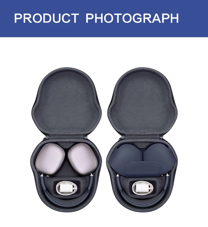 Factory Customized Eva Black Hard Travel Leather Storage Portable Zipper Earphone Headphone case Bag supplier
