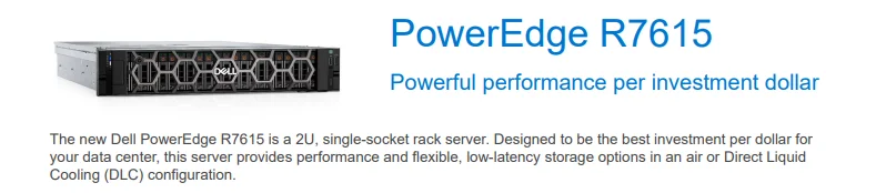 Low Price and Used Dell PowerEdge R7615 Rack Servers 2U Rack Server