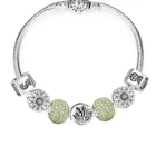 Beads Wholesale Green Flower Lucky Number Charm Beads 925 S925 Sterling Silver Bracelets And Charms