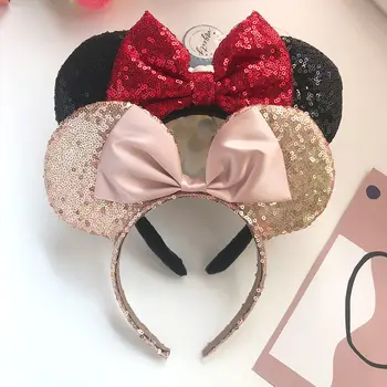 SongMay Mickey Ears Headband Sequins Bows Hairband for Kids Headwear of Cosplay Party Hair Accessories