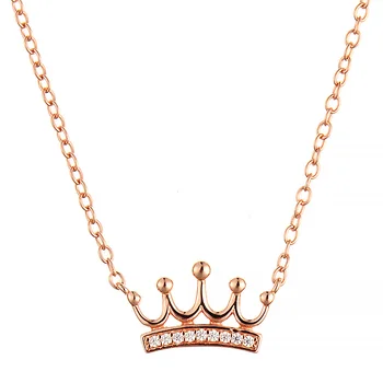AIJIER Custom High quality sterling silver crown shaped rose gold plated jewelry necklace pendant