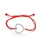 Bangle Lucky Red Rope Lucky Heart 925 Sterling Silver Bracelet Handmade Friendship Bangle Wax String Amulet Jewelry