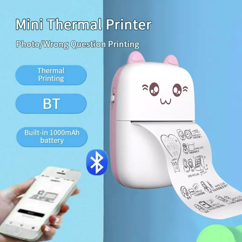 Mini Portable Thermal Pocket Mobile Printer Stickers Label Photo Wireless Printer Impresora Portatil Con Bluetooth Imprimante