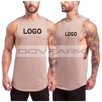 OEM Customizable Logo Cut Off Solid Color Shirt Sleeveless Men's Workout Bodybuilding Muscle Gym Tank Tops Vest Tank Top Singlet