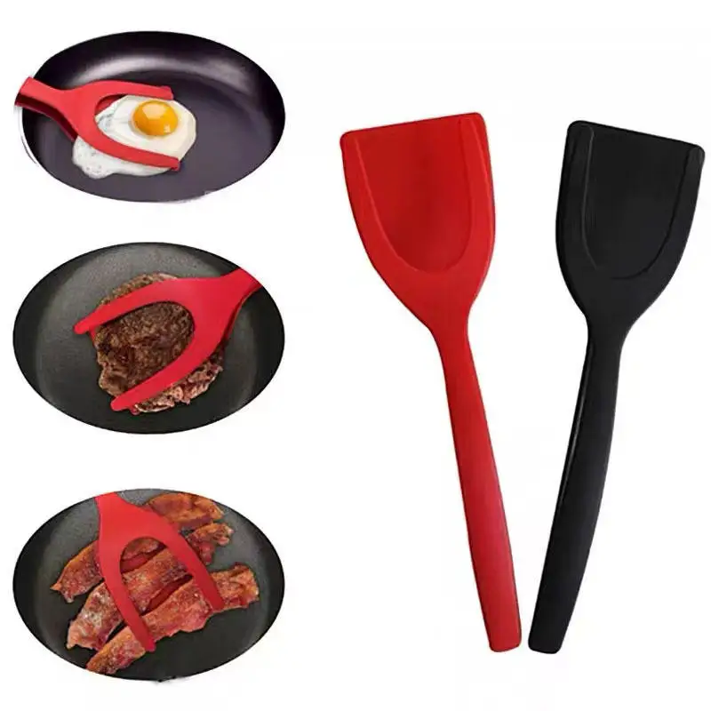 2 In 1 Non-stick Fried Egg Turners Pancake Toasted Bread Grip And Flip Spatula Kitchen Utensils Cooking Tool Kitchen Accessories