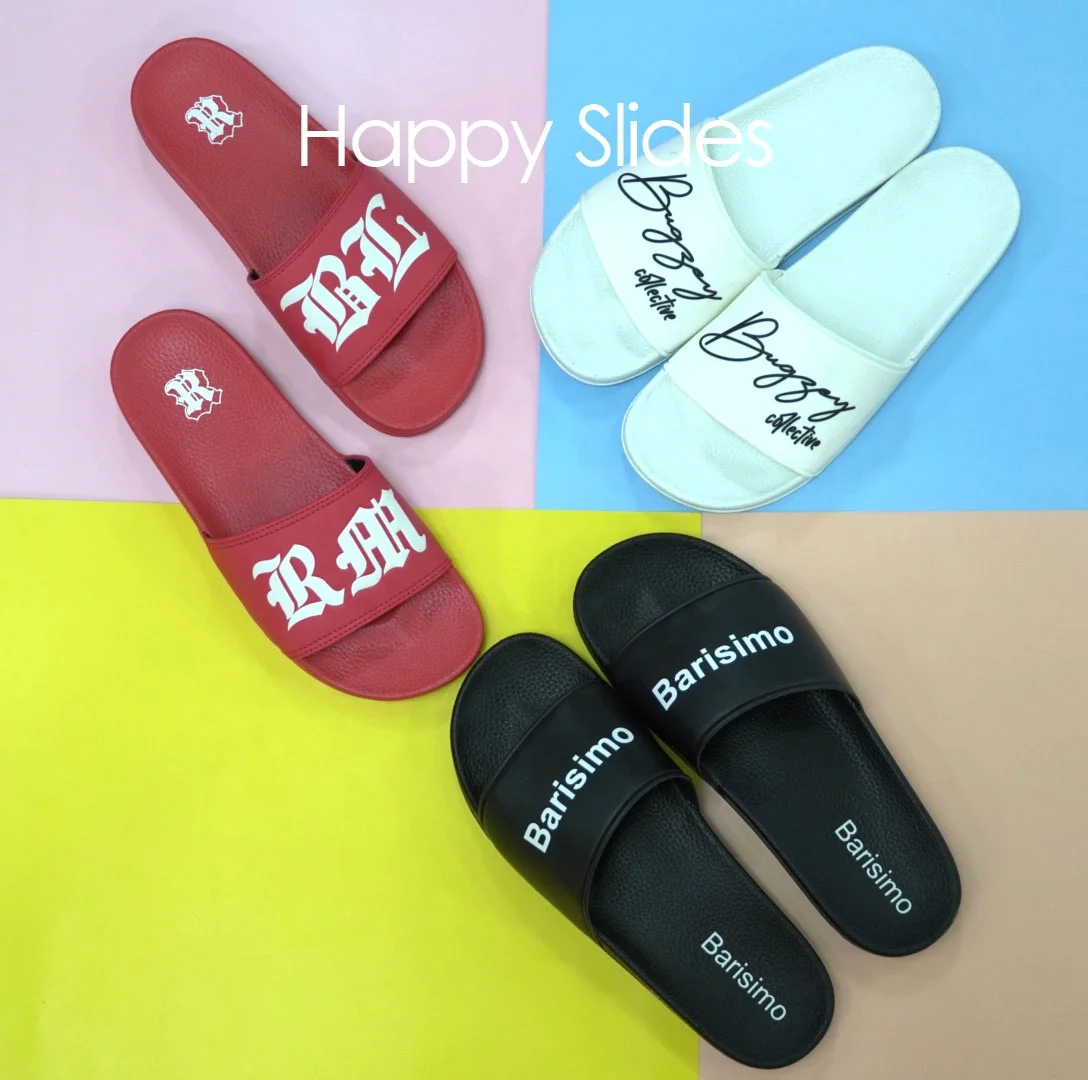Happyslides Logo Pvc Blank Designers Custom Slippers Slide Sandal,Slides Footwear Men'S Sandals Slippers