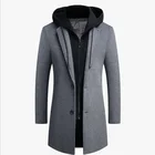 Winter Coats Men's Wool Coat Men's Wool Long Winter Trench Casual Coats With Hood In Big Size