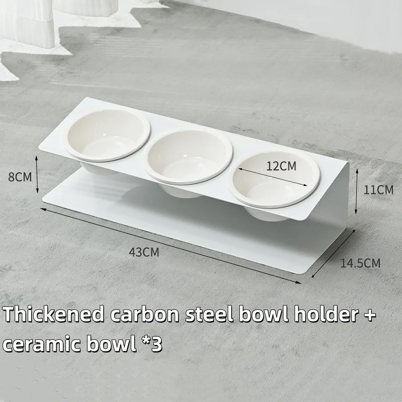 New Pet Bowl Holder Set Thickened Carbon Steel Frame Stable and Not Easy to Topple Diagonal Neck Guard Ceramic Bowl Pet Products details