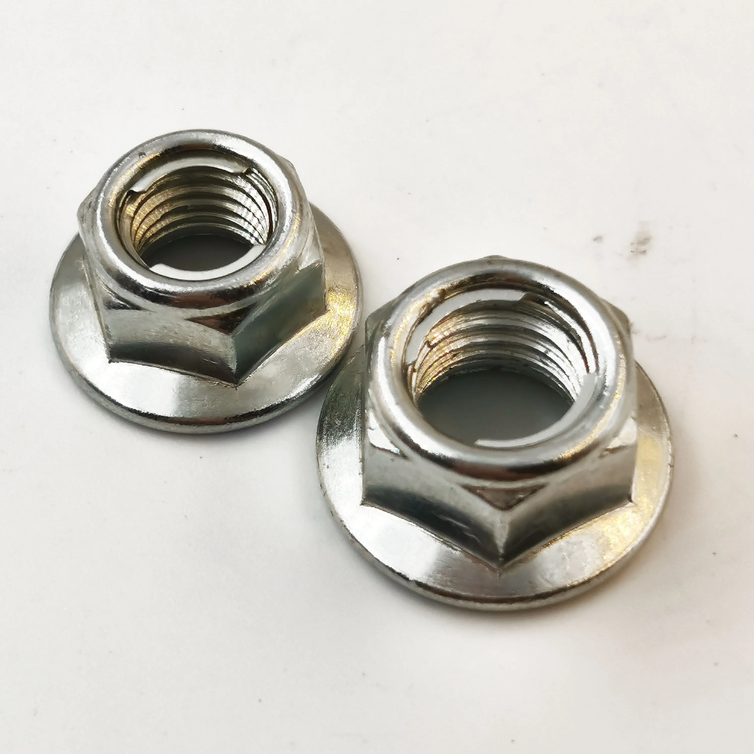 15 M14-2.0 Metric Hex Flange All Metal Lock Nut Class 10 DIN 6927 Zinc Plate 